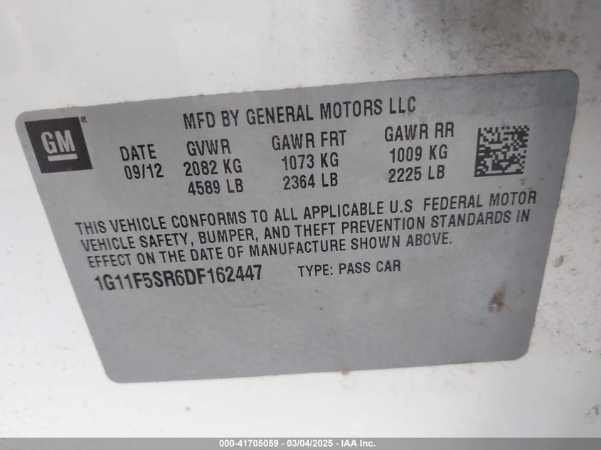 2013 CHEVROLET MALIBU ECO PREMIUM AUDIO - 1G11F5SR6DF162447