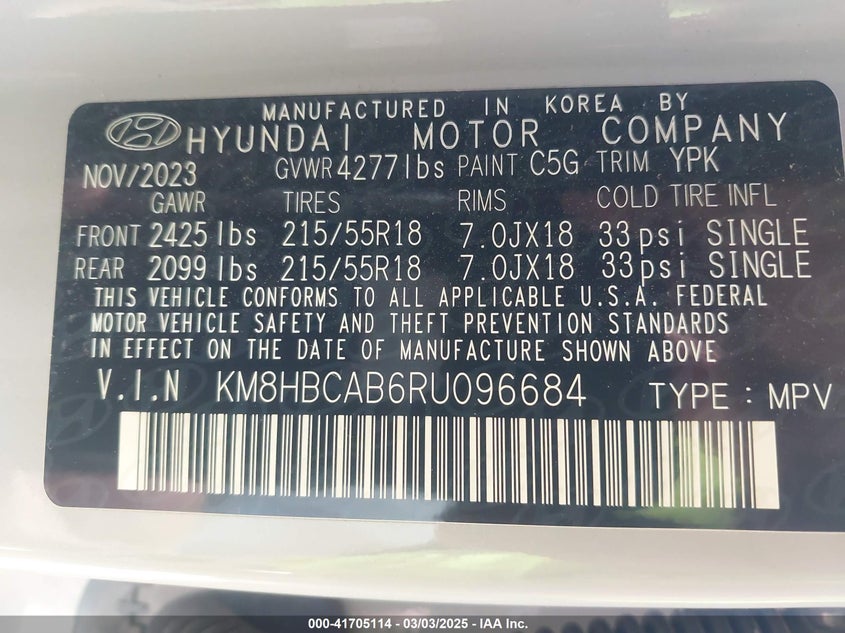 2024 HYUNDAI KONA SEL - KM8HBCAB6RU096684