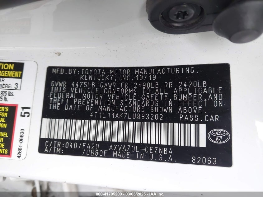 2020 TOYOTA CAMRY LE - 4T1L11AK7LU883202