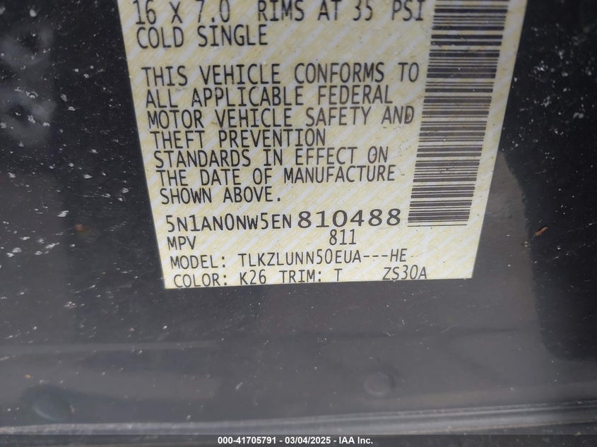 2014 NISSAN XTERRA PRO-4X/S/X - 5N1AN0NW5EN810488