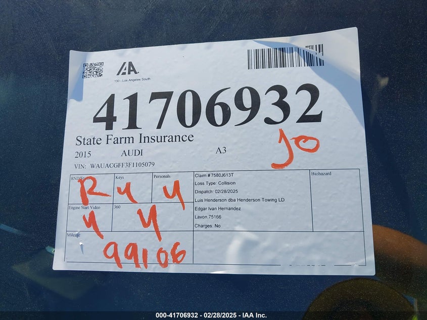 2015 AUDI A3 1.8T PREMIUM - WAUACGFF3F1105079