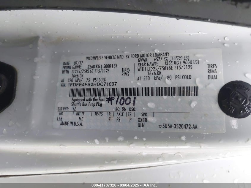 1FDFE4FS2HDC71007 2017 FORD  photo no. 8