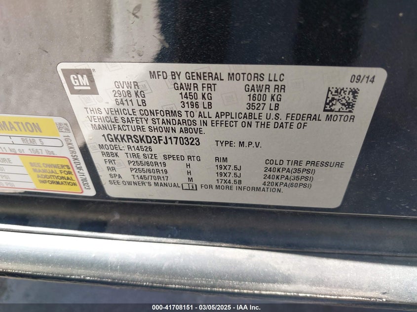 2015 GMC ACADIA SLT-2 - 1GKKRSKD3FJ170323