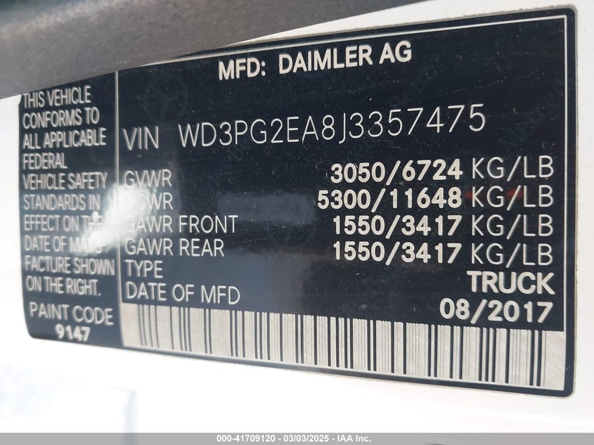 2018 MERCEDES-BENZ METRIS - WD3PG2EA8J3357475