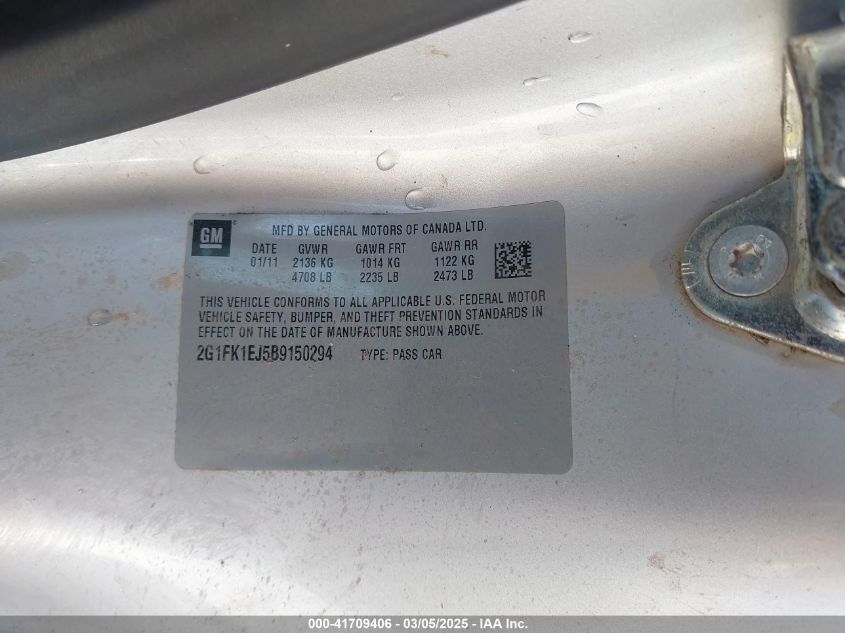 2011 Chevrolet Camaro 2Ss VIN: 2G1FK1EJ5B9150294 Lot: 41709406