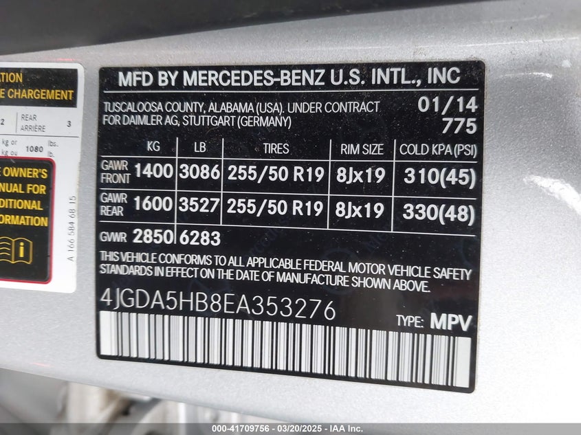 2014 MERCEDES-BENZ ML 350 4MATIC - 4JGDA5HB8EA353276