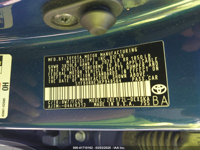 2019 TOYOTA COROLLA SE - 5YFBURHE3KP948564