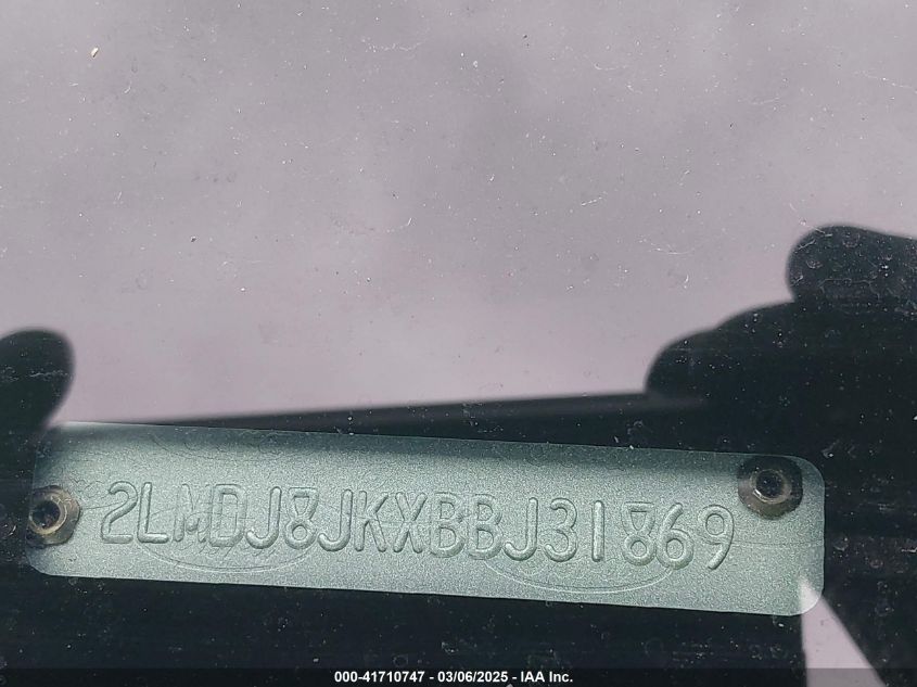 2011 Lincoln Mkx VIN: 2LMDJ8JKXBBJ31869 Lot: 41710747