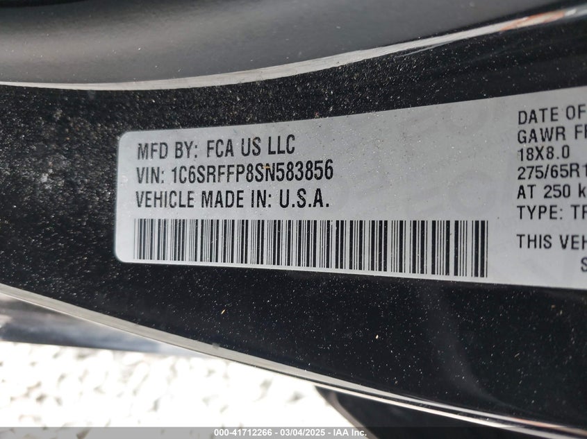 2025 RAM 1500 VIN: 1C6SRFFP8SN583856