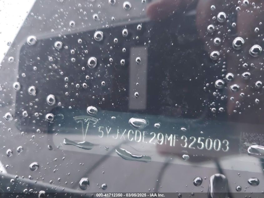 2021 Tesla Model X Long Range Dual Motor All-Wheel Drive/Long Range Plus Dual Motor All-Wheel Drive VIN: 5YJXCDE29MF325003 Lot: 41712350