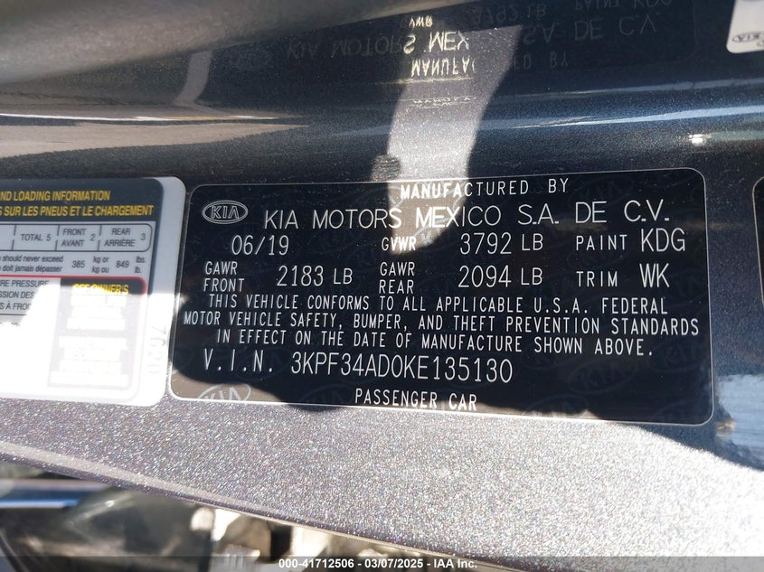 2019 KIA FORTE S - 3KPF34AD0KE135130