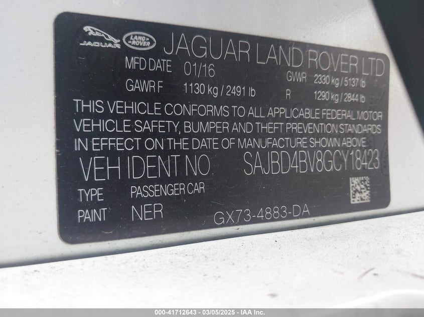 2016 JAGUAR XF 35T PREMIUM - SAJBD4BV8GCY18423