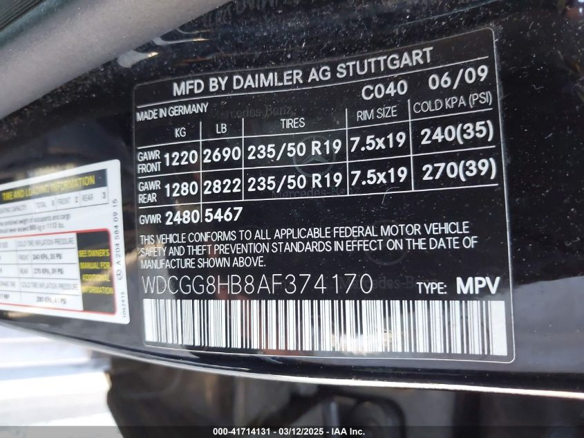 2010 Mercedes-Benz Glk 350 4Matic VIN: WDCGG8HB8AF374170 Lot: 41714131