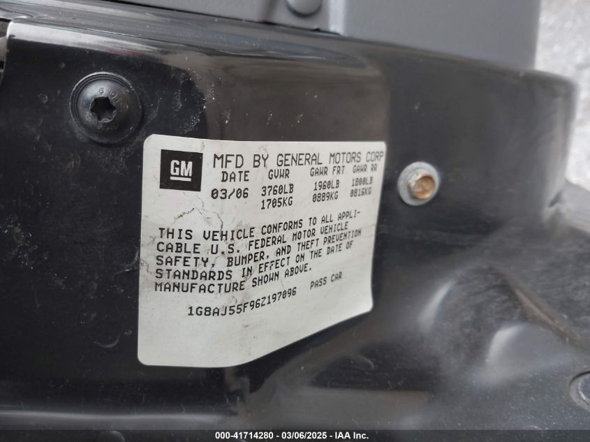 2006 Saturn Ion 2 VIN: 1G8AJ55F96Z19Z096 Lot: 41714280