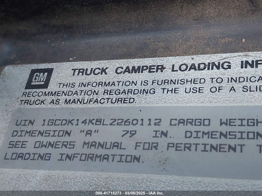 1990 Chevrolet Gmt-400 K1500 VIN: 1GCDK14K8LZ260112 Lot: 41715273