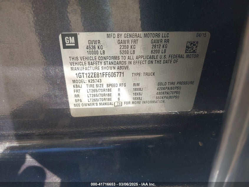 2015 GMC SIERRA 2500HD SLT - 1GT12ZE81FF606771