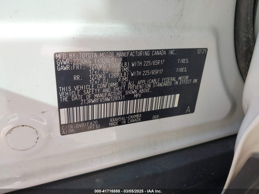 2022 TOYOTA RAV4 HYBRID XLE - 2T3RWRFV5NW128931