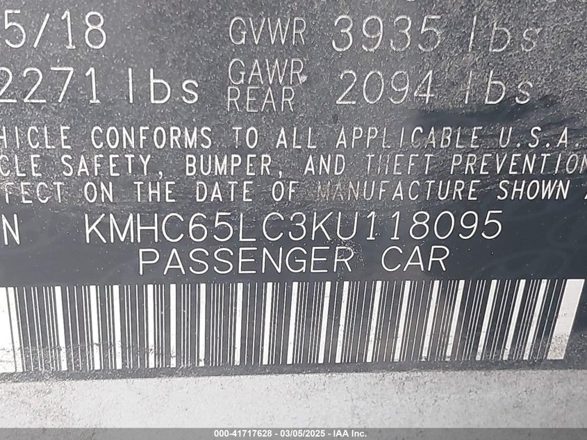 2019 HYUNDAI IONIQ HYBRID BLUE - KMHC65LC3KU118095