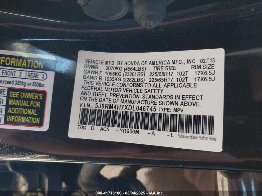 2013 HONDA CR-V EX-L - 5J6RM4H7XDL046745