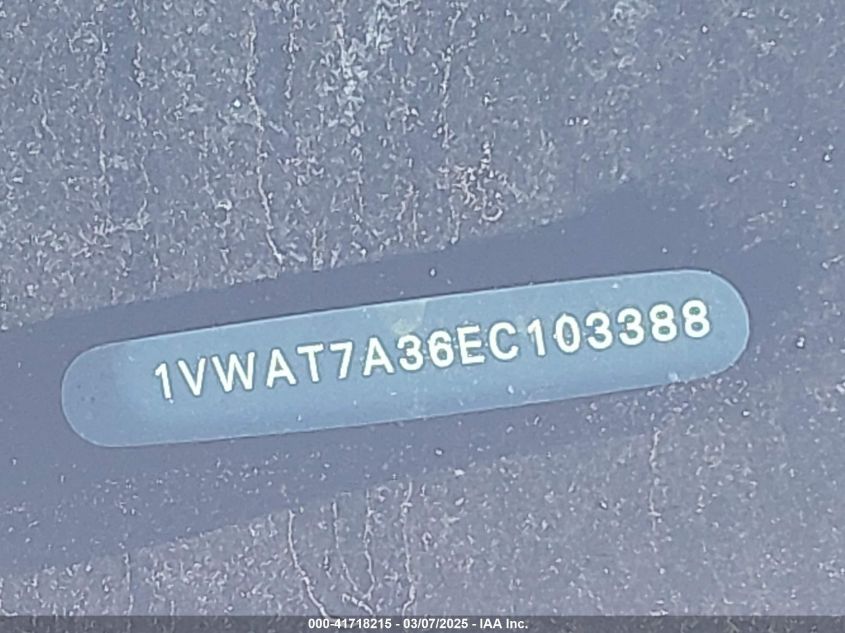 2014 Volkswagen Passat 1.8T S VIN: 1VWAT7A36EC103388 Lot: 41718215
