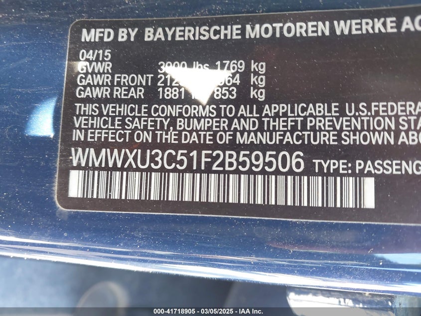 2015 MINI HARDTOP COOPER S - WMWXU3C51F2B59506