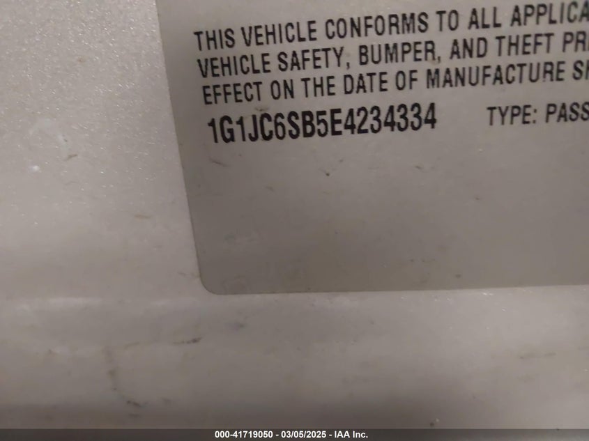 2014 CHEVROLET SONIC VIN: 1G1JC6SB5E4234334