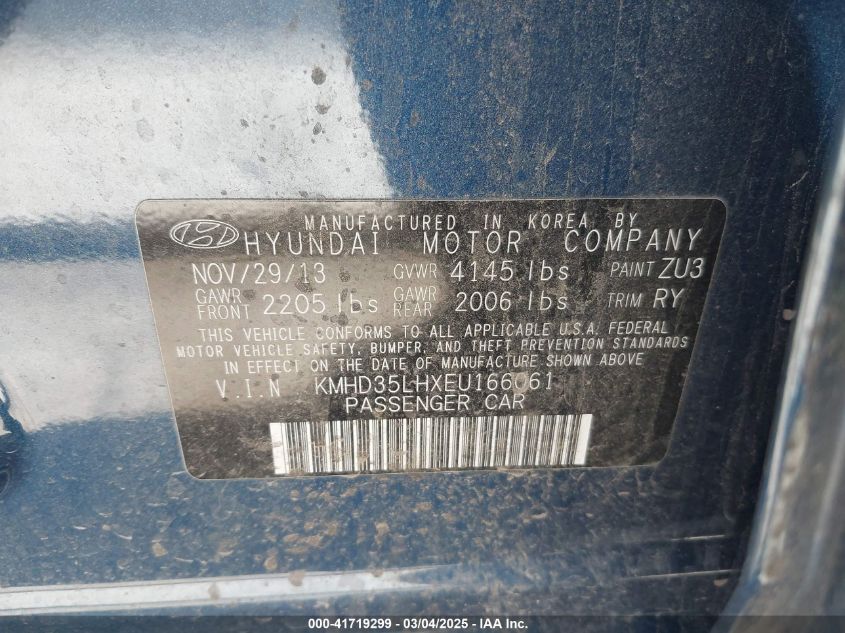 2014 Hyundai Elantra Gt VIN: KMHD35LHXEU166061 Lot: 41719299