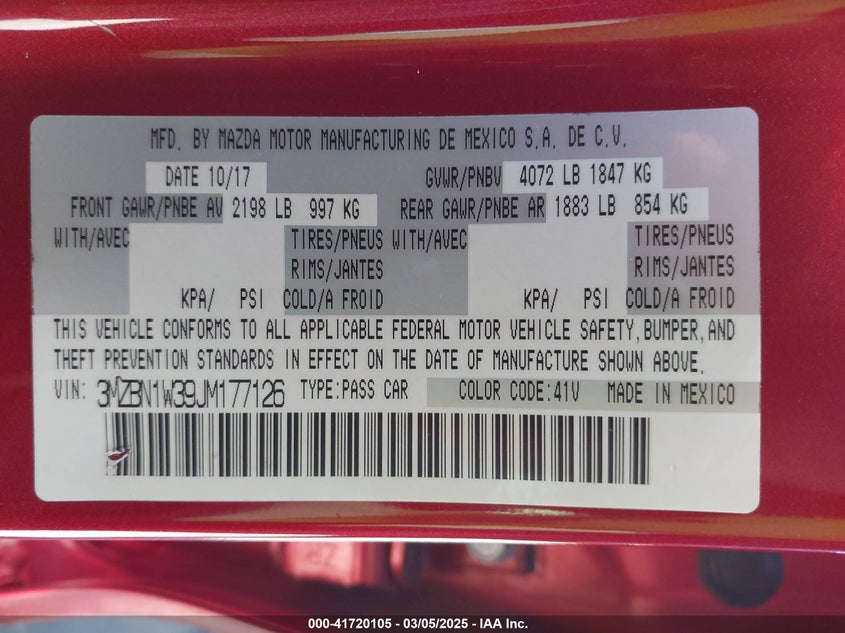 2018 MAZDA MAZDA3 GRAND TOURING - 3MZBN1W39JM177126