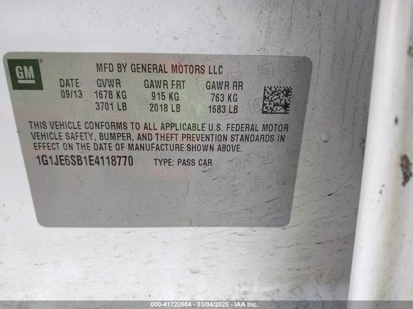 2014 CHEVROLET SONIC LTZ AUTO - 1G1JE6SB1E4118770