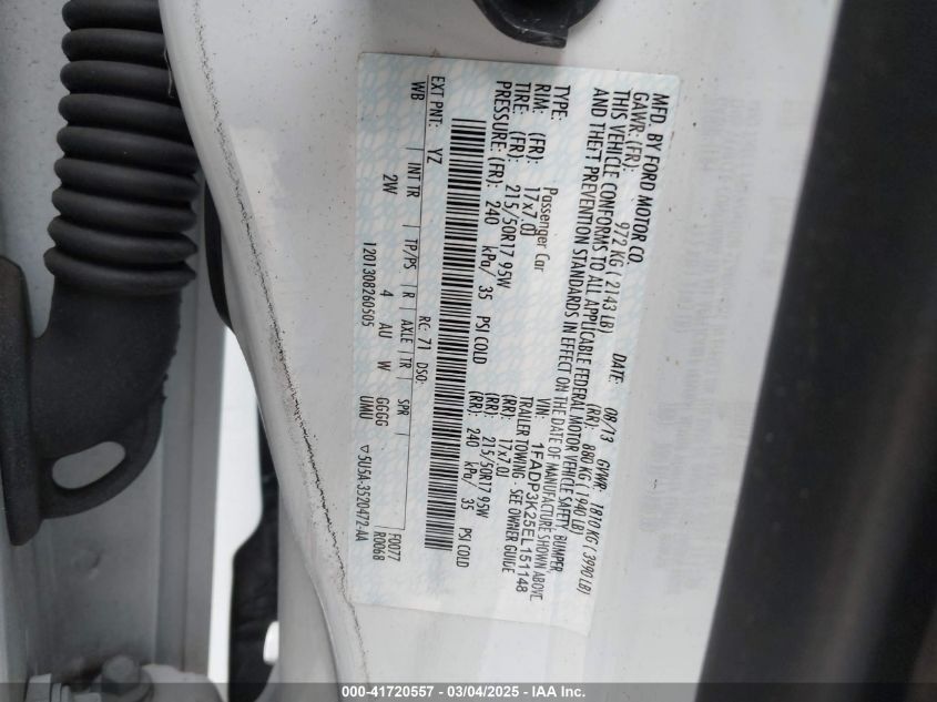 2014 Ford Focus Se VIN: 1FADP3K25EL151148 Lot: 41720557