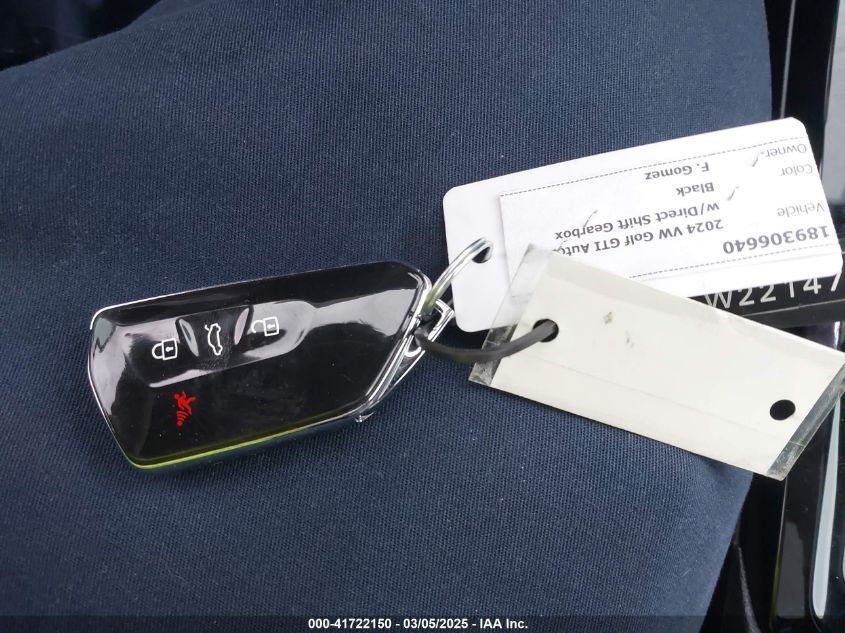 2024 Volkswagen Golf Gti 2.0T Autobahn VIN: WVWVA7CD6RW221476 Lot: 41722150