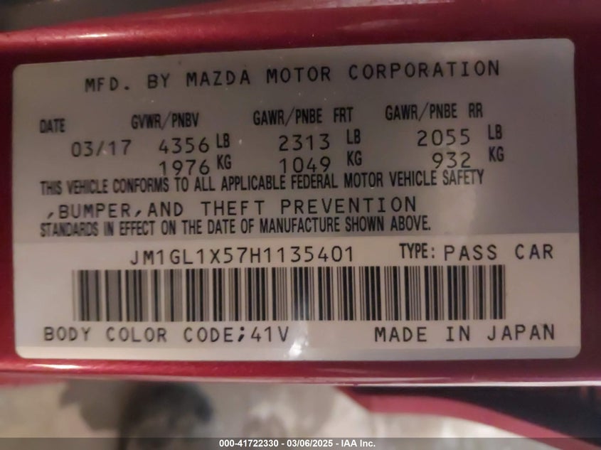 2017 MAZDA MAZDA6 GRAND TOURING - JM1GL1X57H1135401