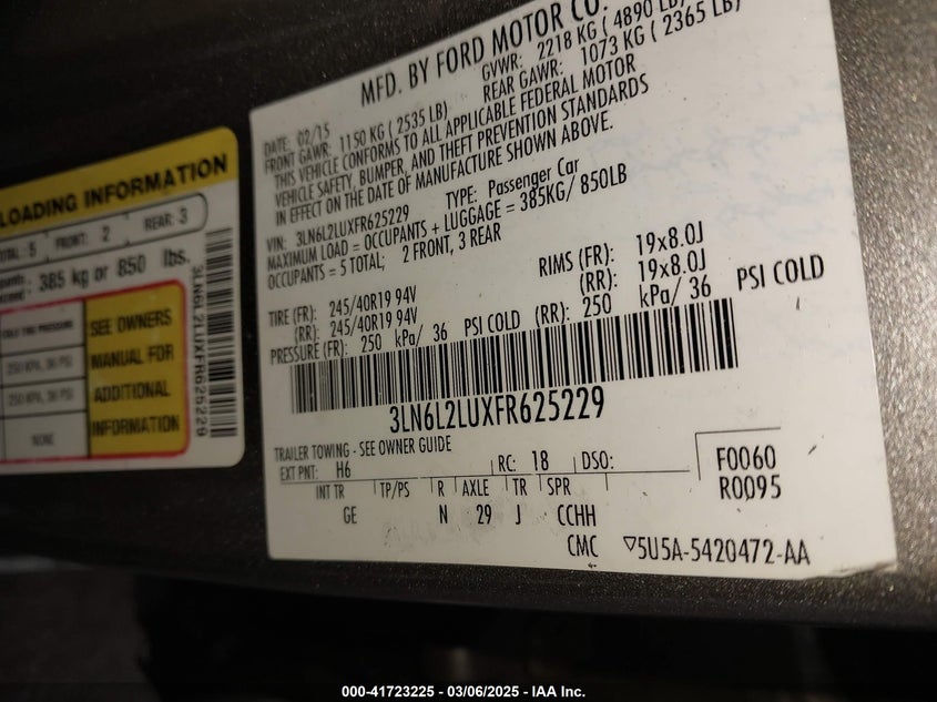 2015 LINCOLN MKZ HYBRID - 3LN6L2LUXFR625229