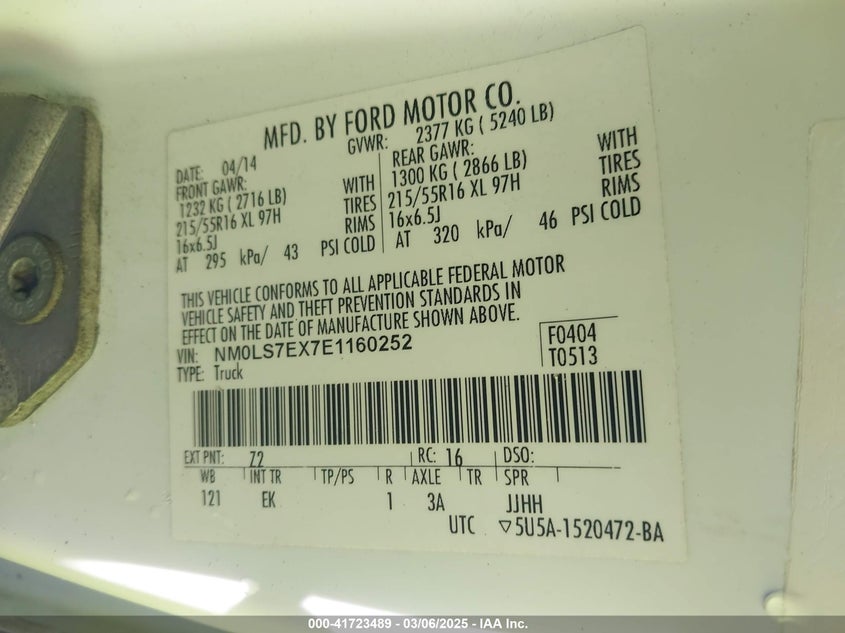 2014 FORD TRANSIT CONNECT XL - NM0LS7EX7E1160252