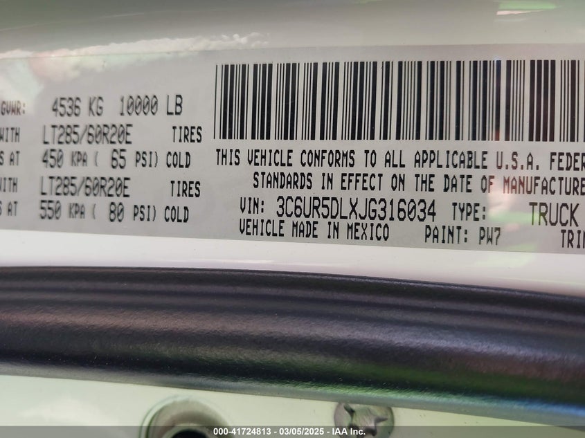 2018 RAM 2500 BIG HORN  4X4 6'4 BOX - 3C6UR5DLXJG316034