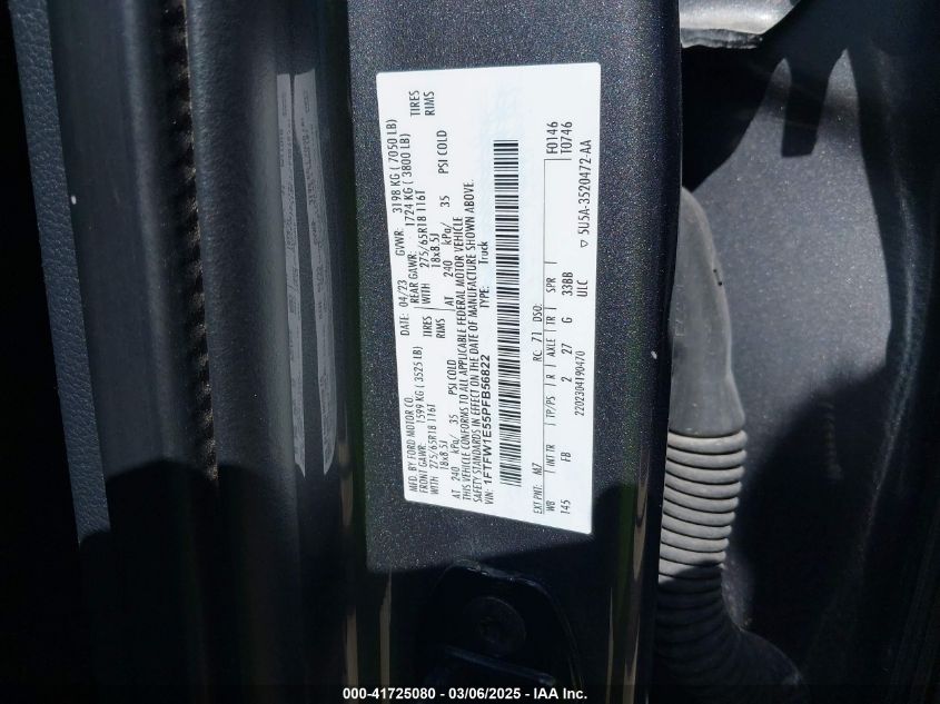 2023 Ford F-150 Xlt VIN: 1FTFW1E55PFB56822 Lot: 41725080