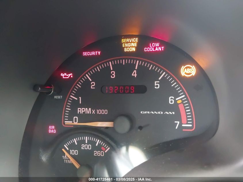 1999 Pontiac Grand Am Se1 VIN: 1G2NE52E5XC575530 Lot: 41725461