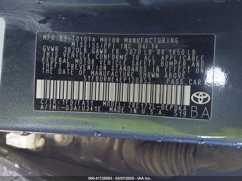 2014 TOYOTA COROLLA L - 5YFBURHE4EP120852