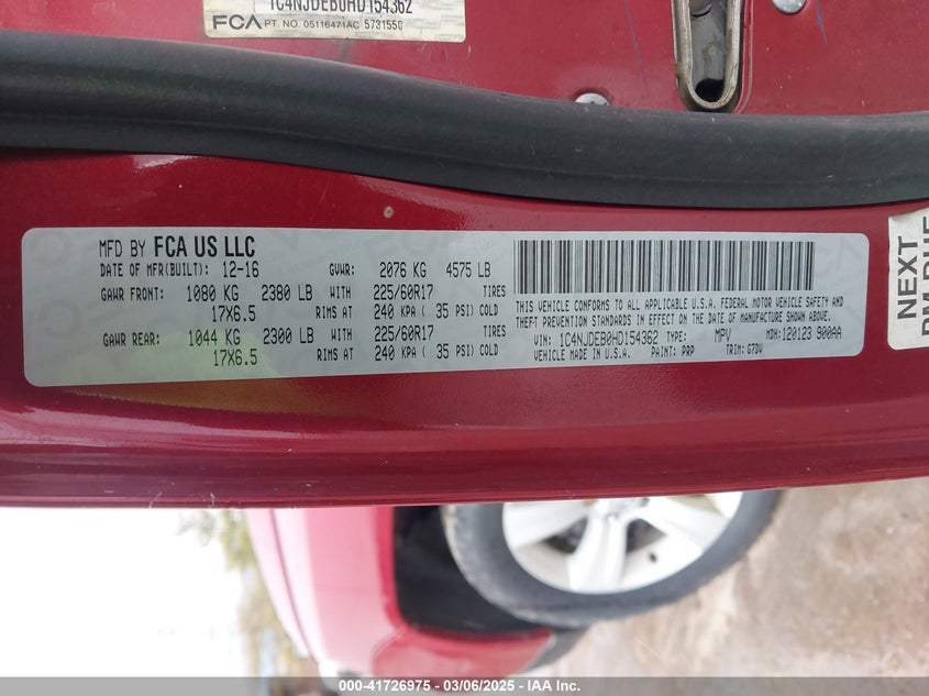 2017 JEEP COMPASS LATITUDE 4X4 - 1C4NJDEB0HD154362