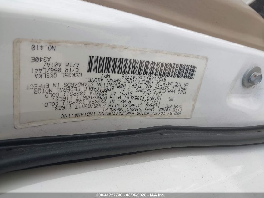 2003 Toyota Sequoia Limited V8 VIN: 5TDZT38A33S147766 Lot: 41727730