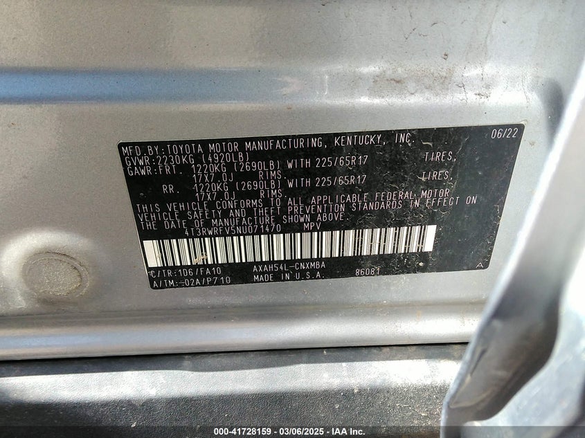 2022 TOYOTA RAV4 HYBRID XLE - 4T3RWRFV5NU071470