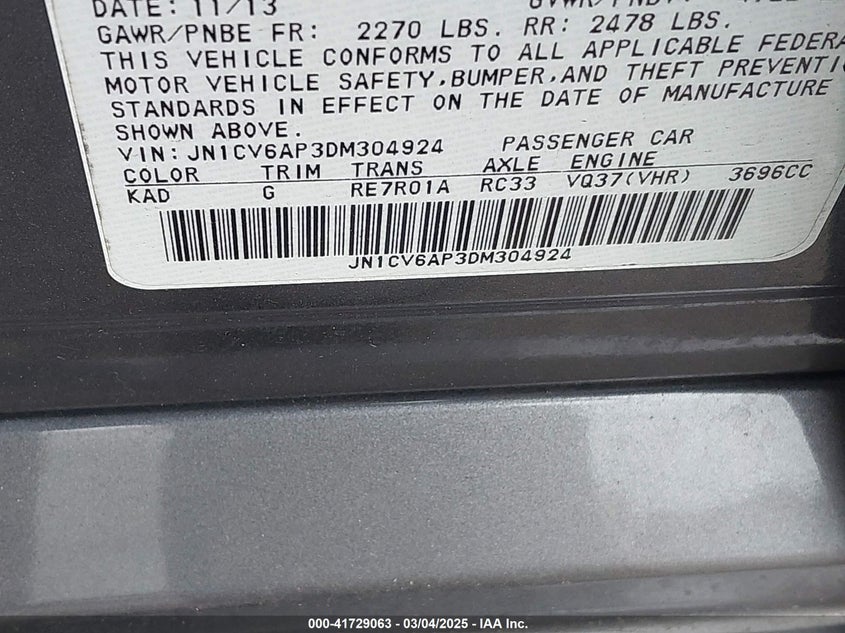 2013 INFINITI G37 JOURNEY - JN1CV6AP3DM304924