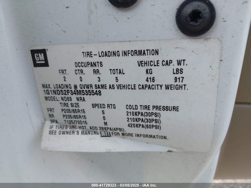 2004 Chevrolet Classic VIN: 1G1ND52F34M535548 Lot: 41729323