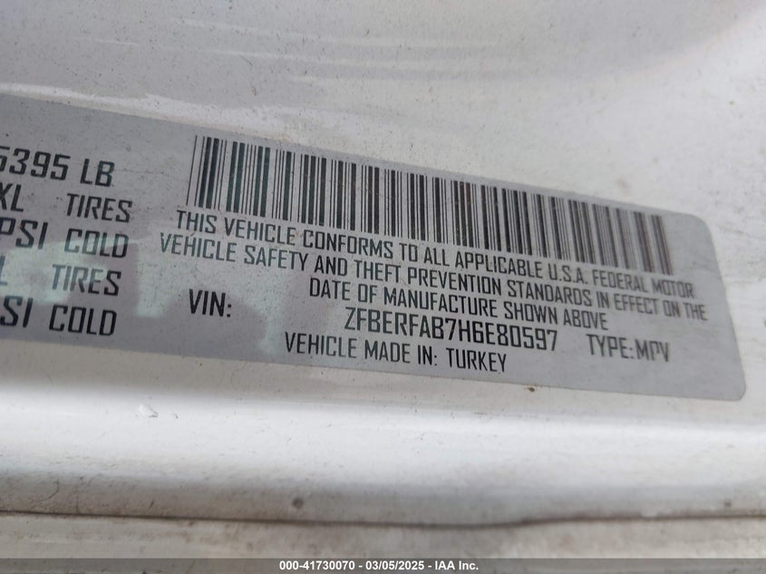 2017 RAM PROMASTER CITY TRADESMAN ZFBERFAB7H6E80597