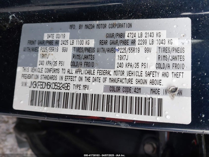 2019 MAZDA CX-5 GRAND TOURING - JM3KFBDM6K0592496