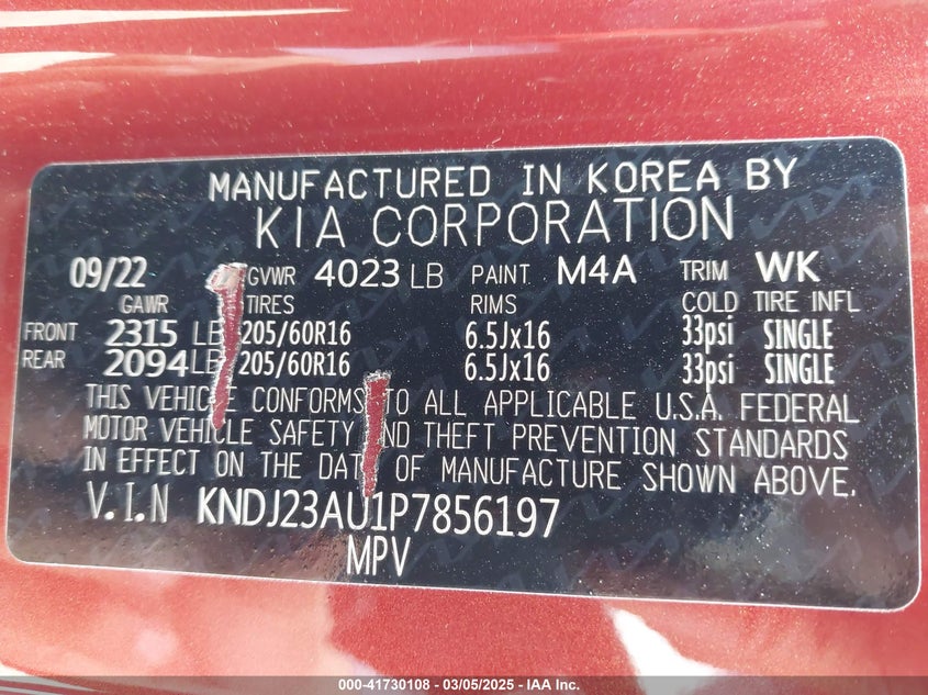 2023 KIA SOUL VIN: KNDJ23AU1P7856197