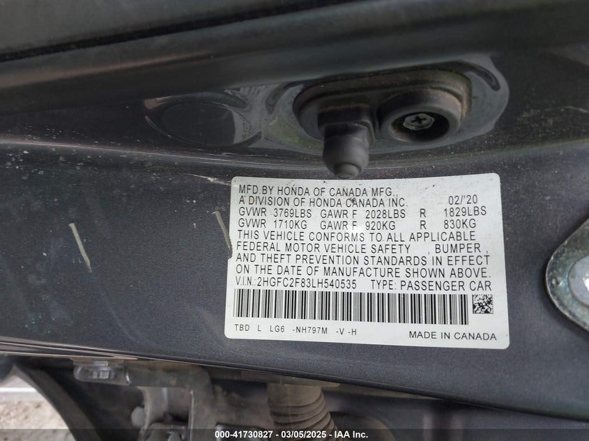 2020 HONDA CIVIC SPORT - 2HGFC2F83LH540535
