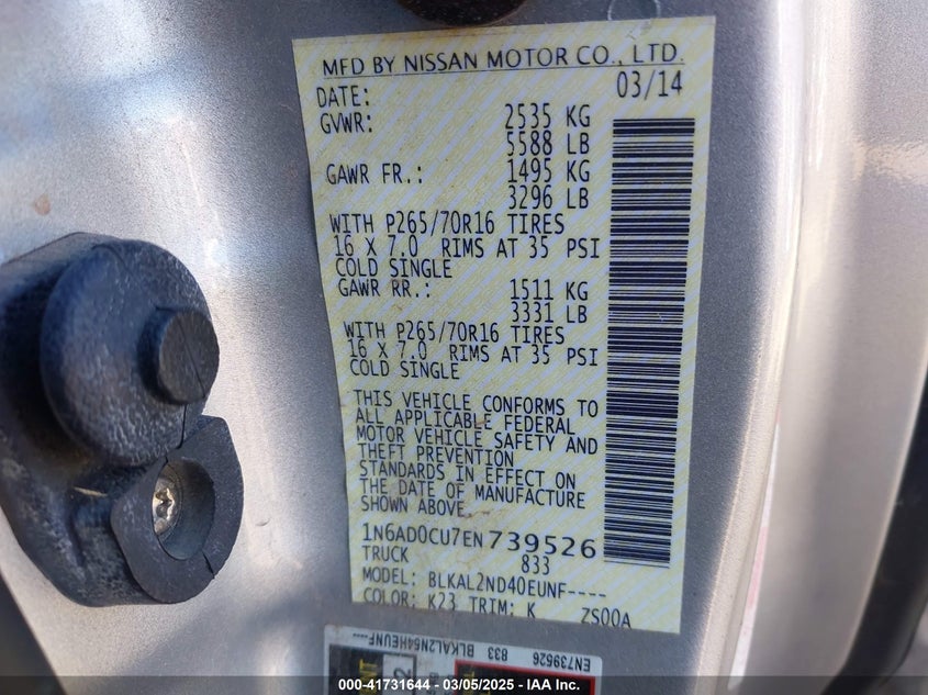 2014 NISSAN FRONTIER SV - 1N6AD0CU7EN739526