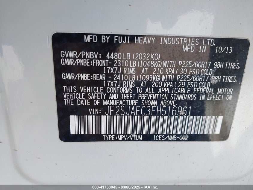 2014 SUBARU FORESTER 2.5I PREMIUM - JF2SJAEC3EH516961