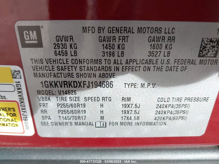 2015 GMC ACADIA SLT-1 - 1GKKVRKDXFJ194686